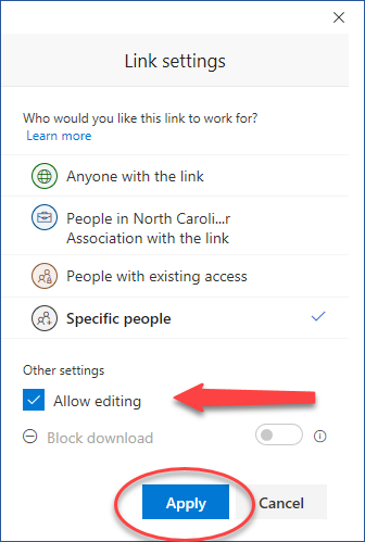 Office 365 Sharing Options