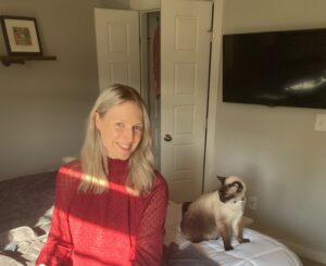 Dale Stephenson Ward Family Law Group, Cary, pictured with her cat.