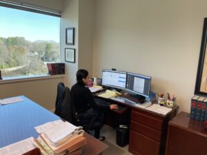 Diana Santos Johnson pictured in the office serving in her office.