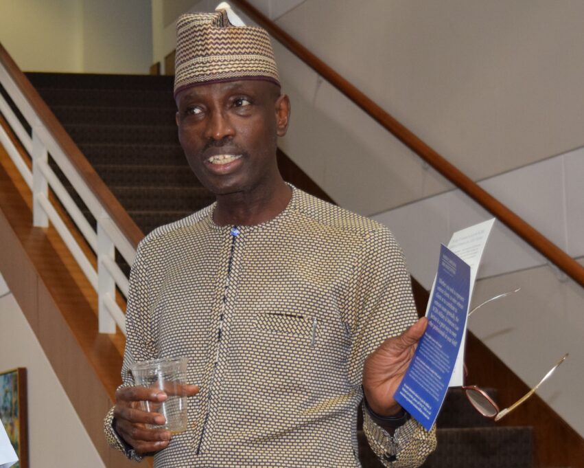 Major General Yusuf Ibrahim Shalangwa from Nigeria, AMLF president, addresses attendees at the North Carolina Bar Center.
