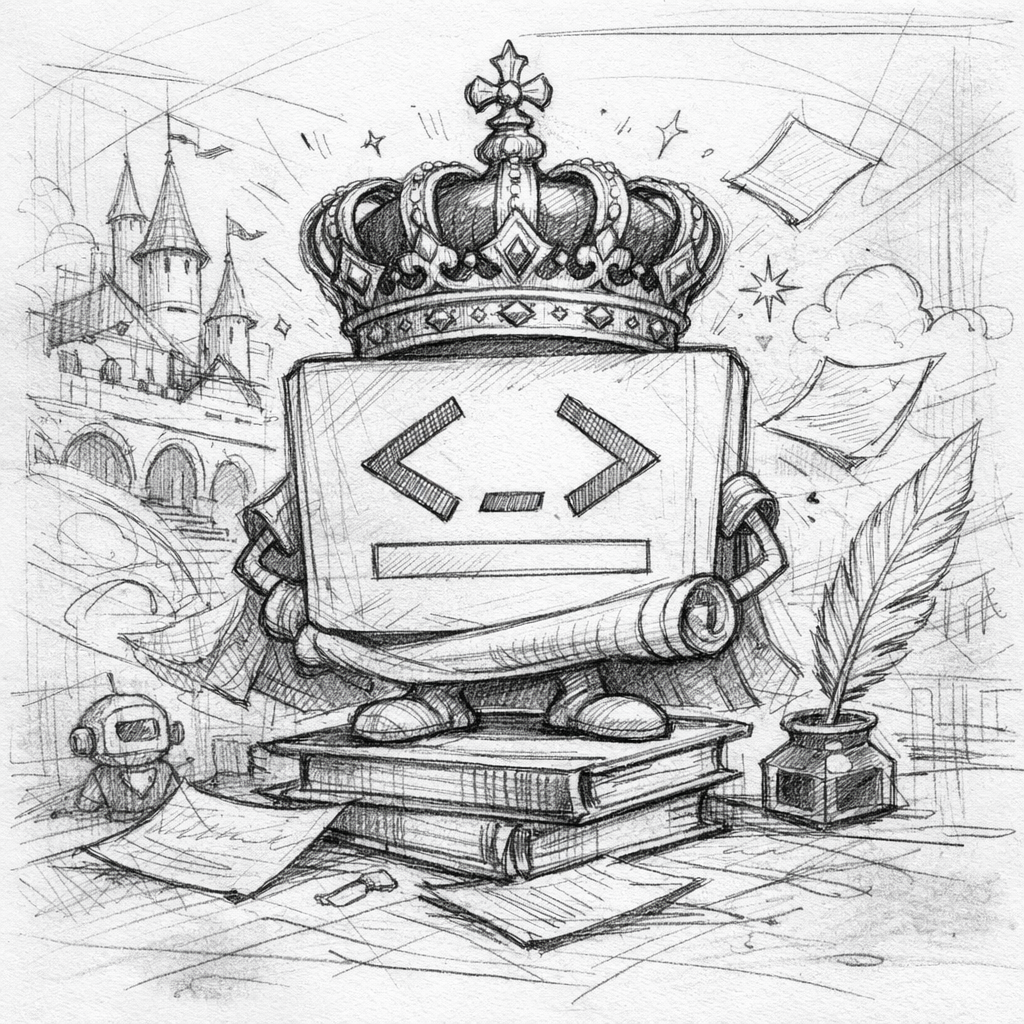 An AI prompt wearing a crown
